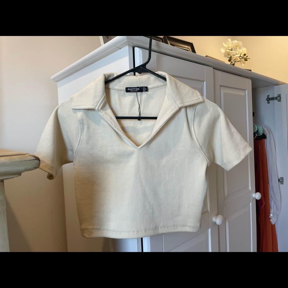 NWOT- Nasty Gal Cropped Polo Shirt